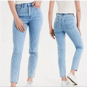 American Eagle Striped Mom Jean